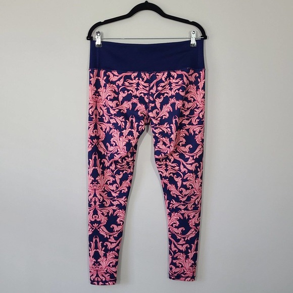 Stylish Pink and Blue Patterned Women's Leggings - Picture 7 of 10
